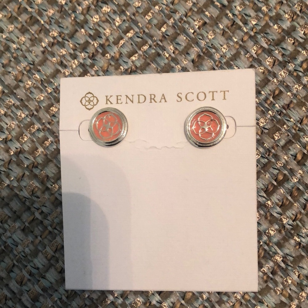 Kendra Scott Gold and Coral Stud Earrings